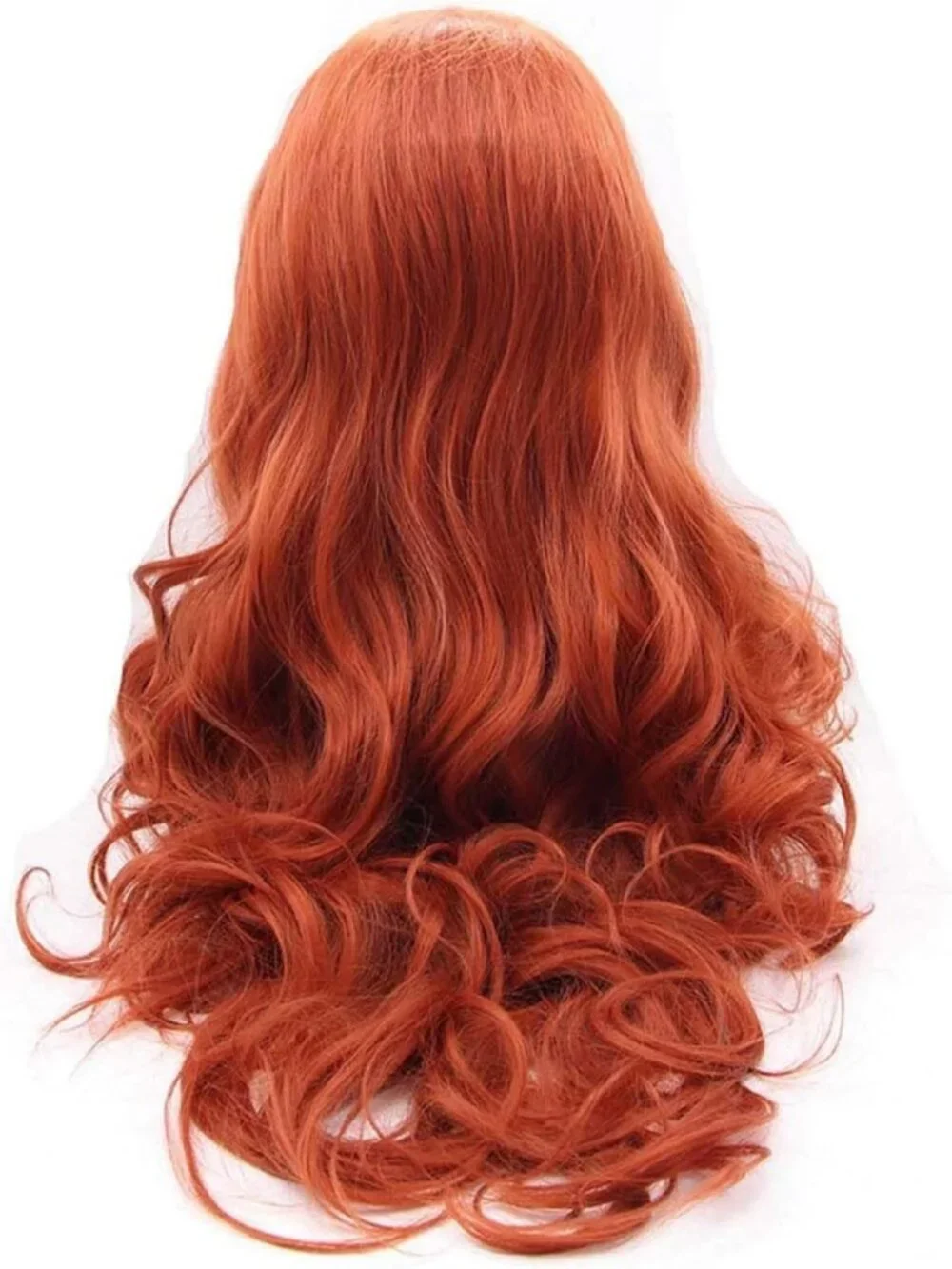 24-Inch Copper Red Body Wave Lace Front Wig - 180% Density Heat Resistant Fiber